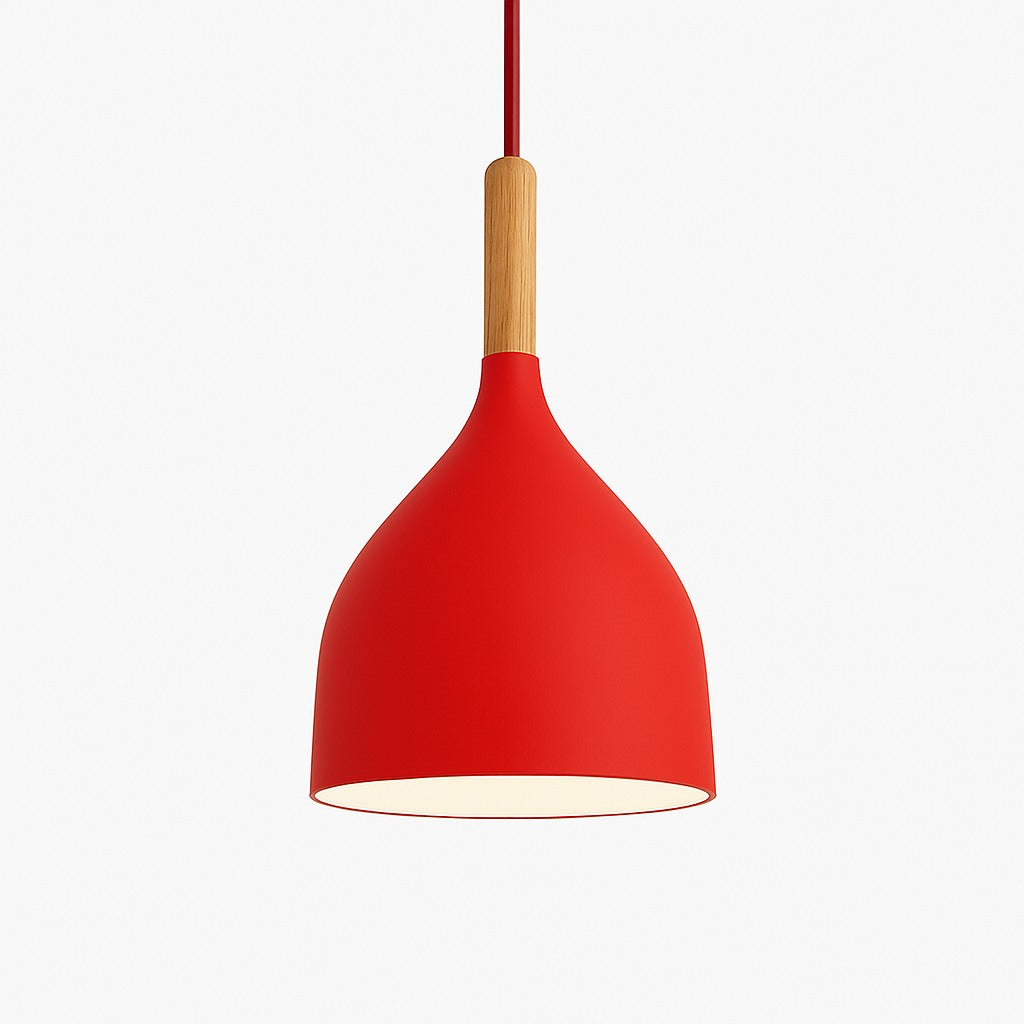 Suspension métal coloré et bâton en bois en modèle b rouge