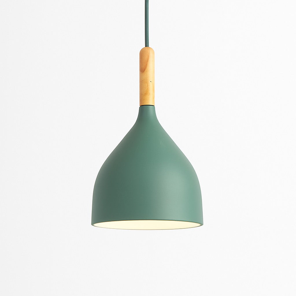 Suspension métal coloré et bâton en bois en modèle b vert