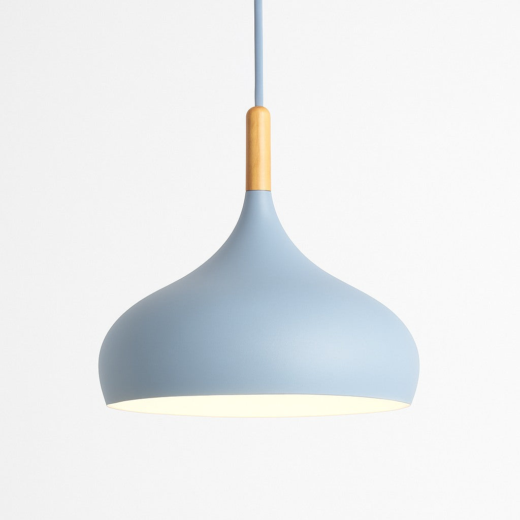 Suspension métal coloré et bâton en bois en modèle c bleu