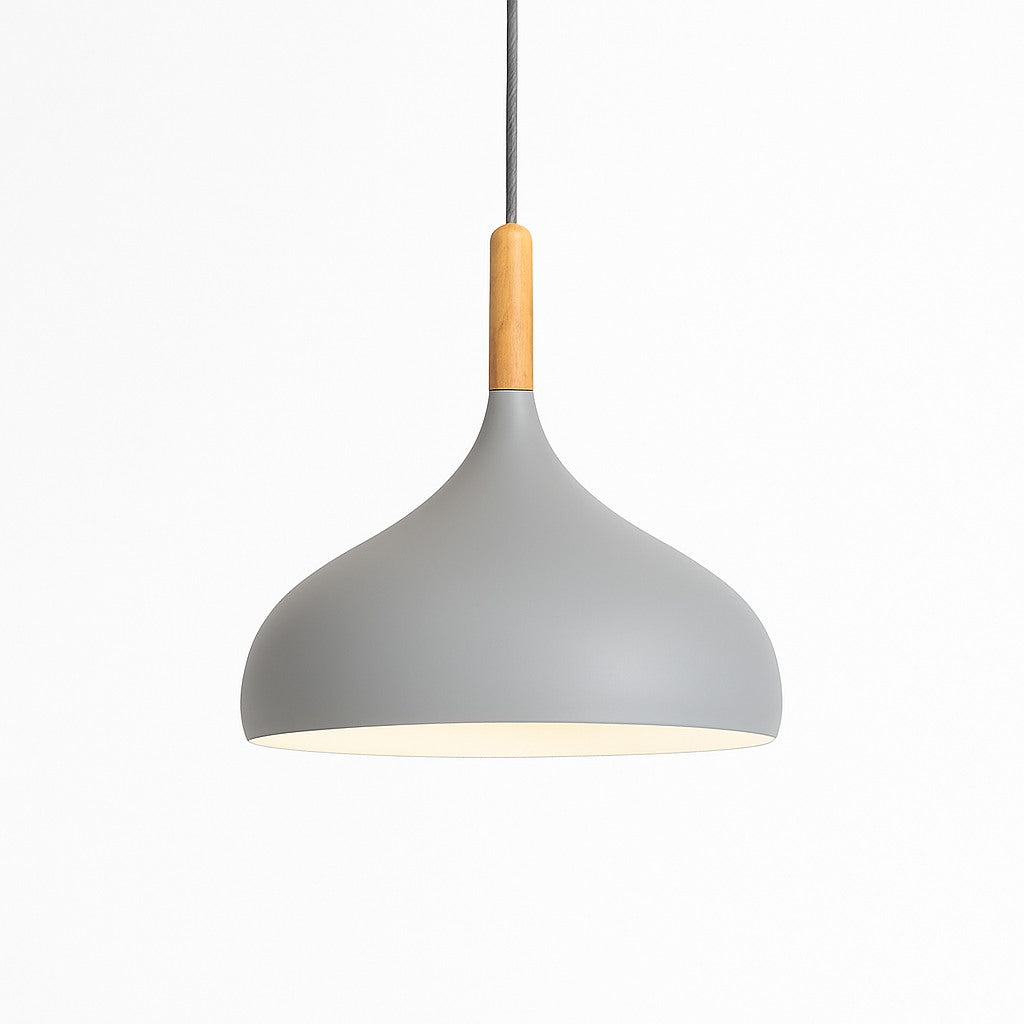 Suspension métal coloré et bâton en bois en modèle c gris
