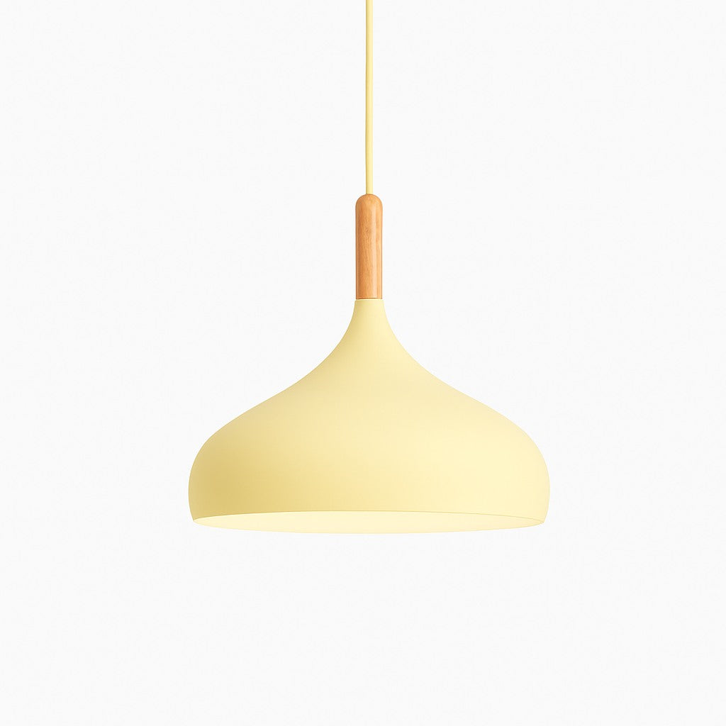 Suspension métal coloré et bâton en bois en modèle c jaune