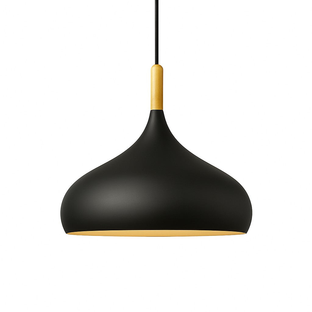 Suspension métal coloré et bâton en bois en modèle c noir