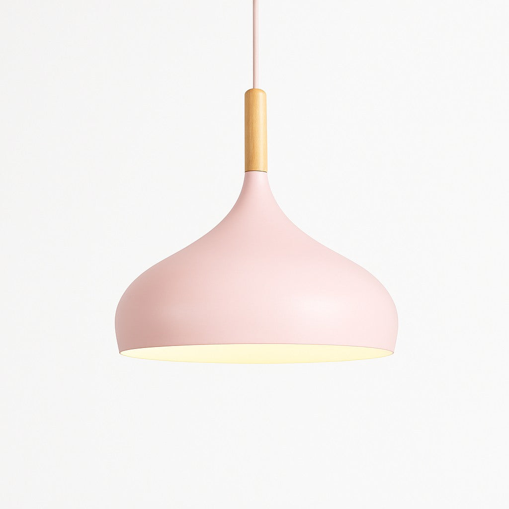 Suspension métal coloré et bâton en bois en modèle c rose