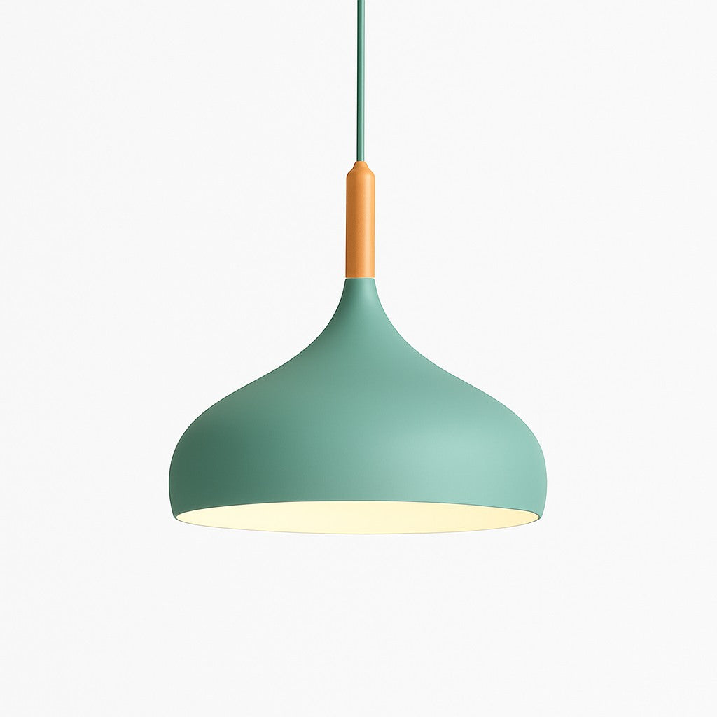 Suspension métal coloré et bâton en bois en modèle c vert