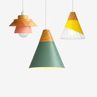 Suspension métal coloré et bois