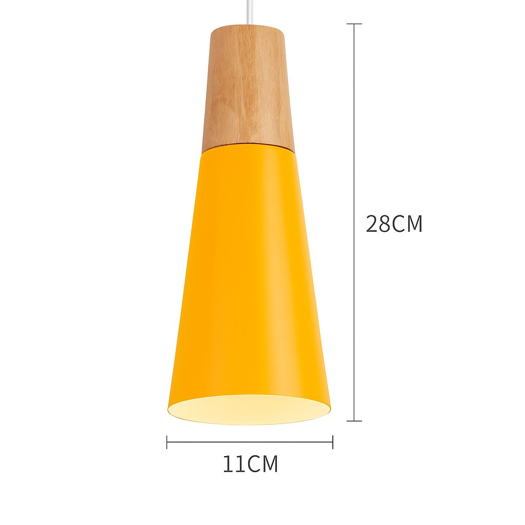 Suspension métal coloré et bois en modèle b · jaune