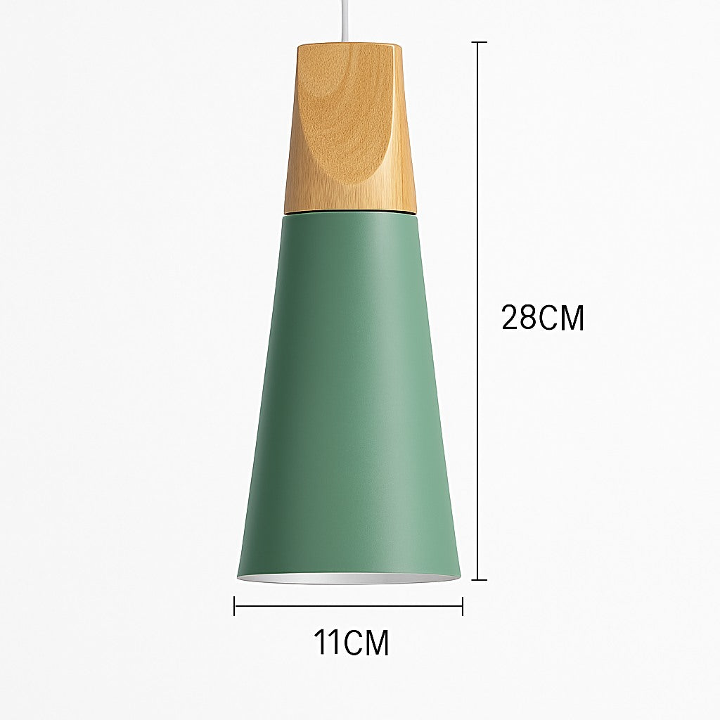 Suspension métal coloré et bois en modèle b · vert