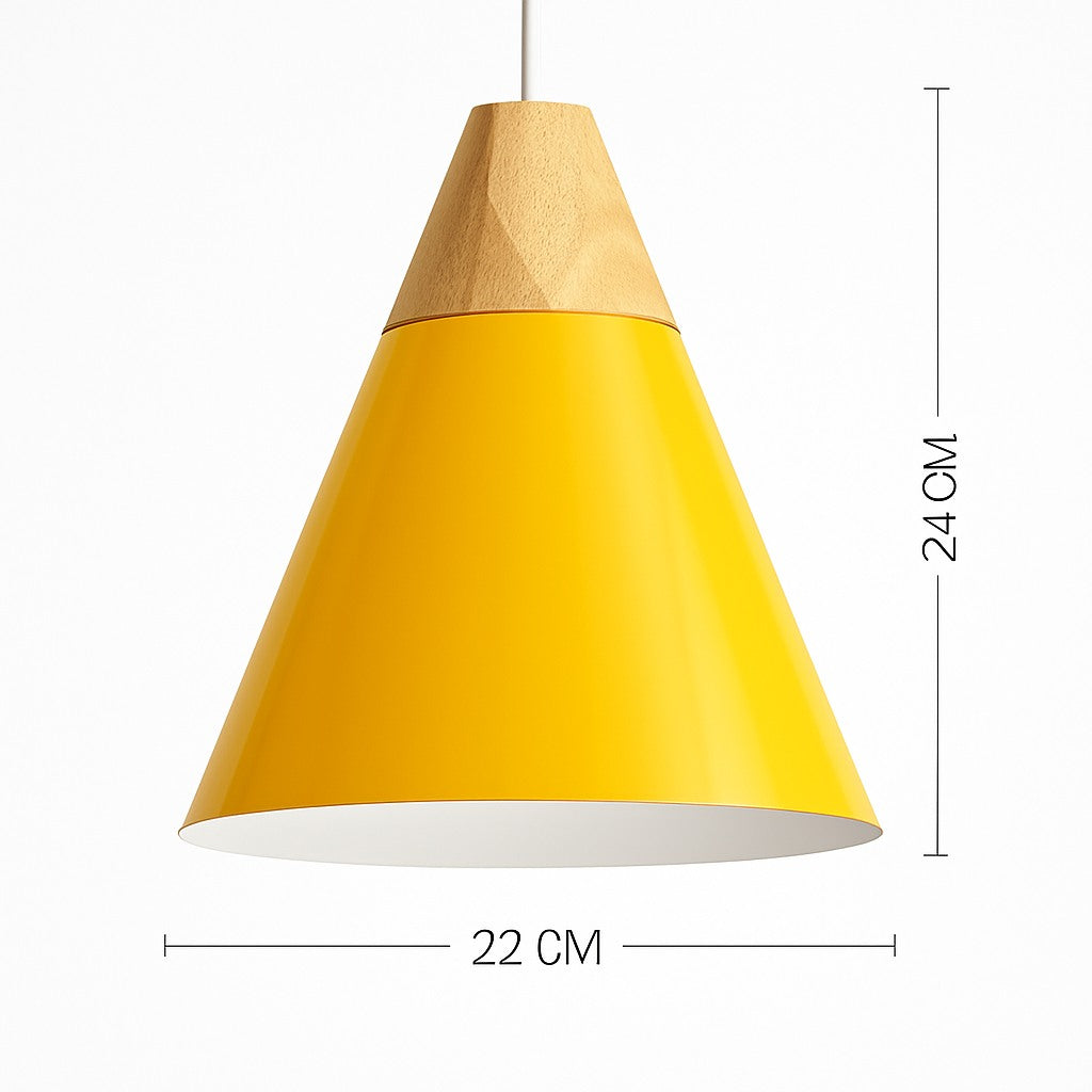 Suspension métal coloré et bois en modèle c · jaune