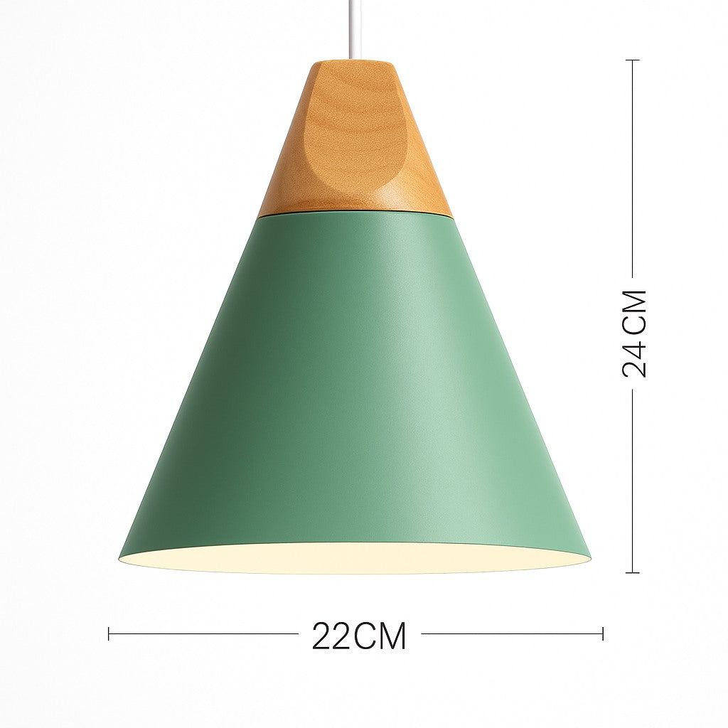 Suspension métal coloré et bois en modèle c · vert