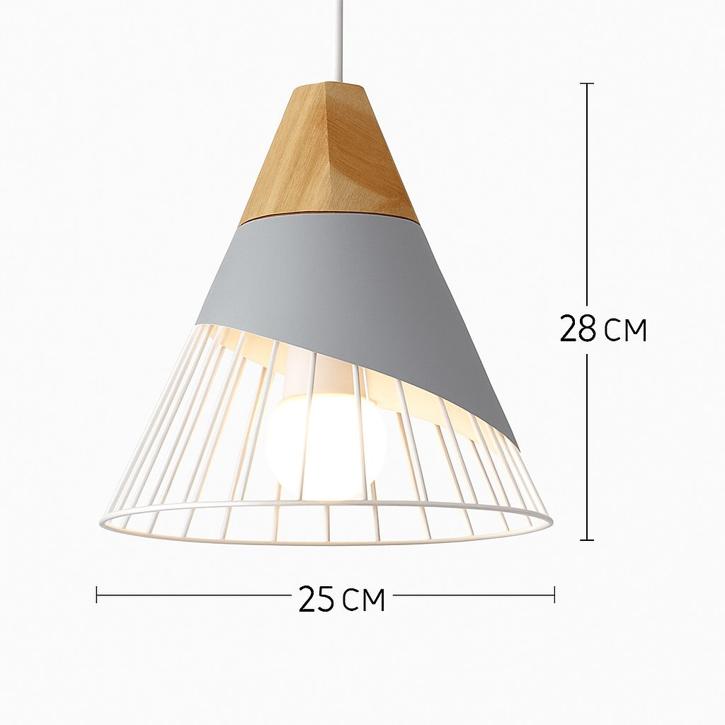 Suspension métal coloré et bois en modèle d · gris