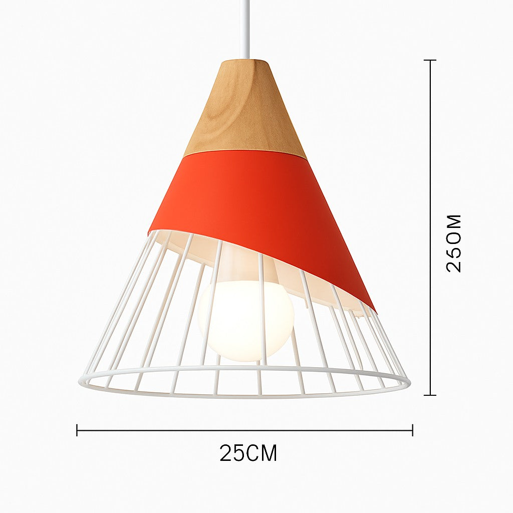 Suspension métal coloré et bois en modèle d · rouge