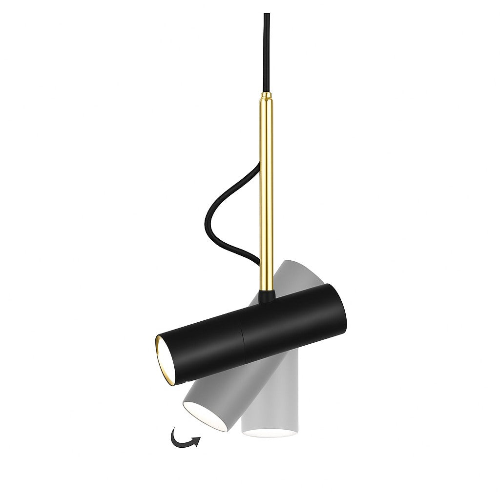 Suspension spot orientable sur tige dorée, photo 7