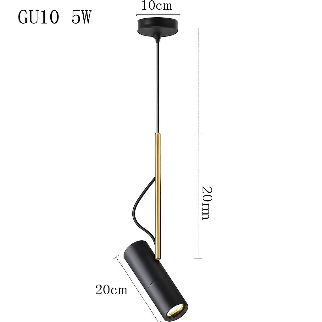Suspension spot orientable sur tige dorée, photo 8