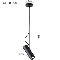 Suspension spot orientable sur tige dorée, photo 8