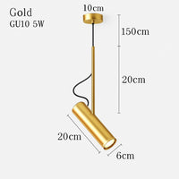 Suspension spot orientable sur tige dorée en doré