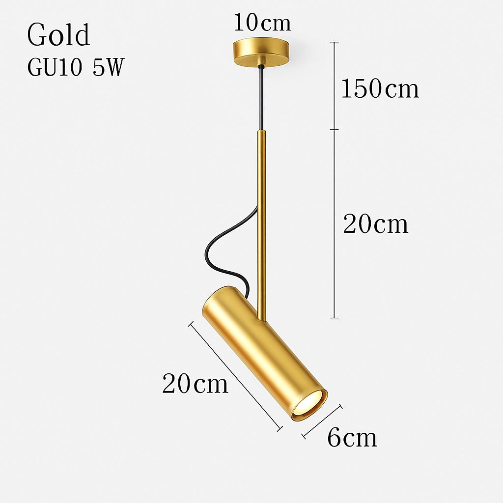 Suspension spot orientable sur tige dorée en doré