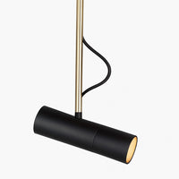 Suspension spot orientable sur tige dorée en noir