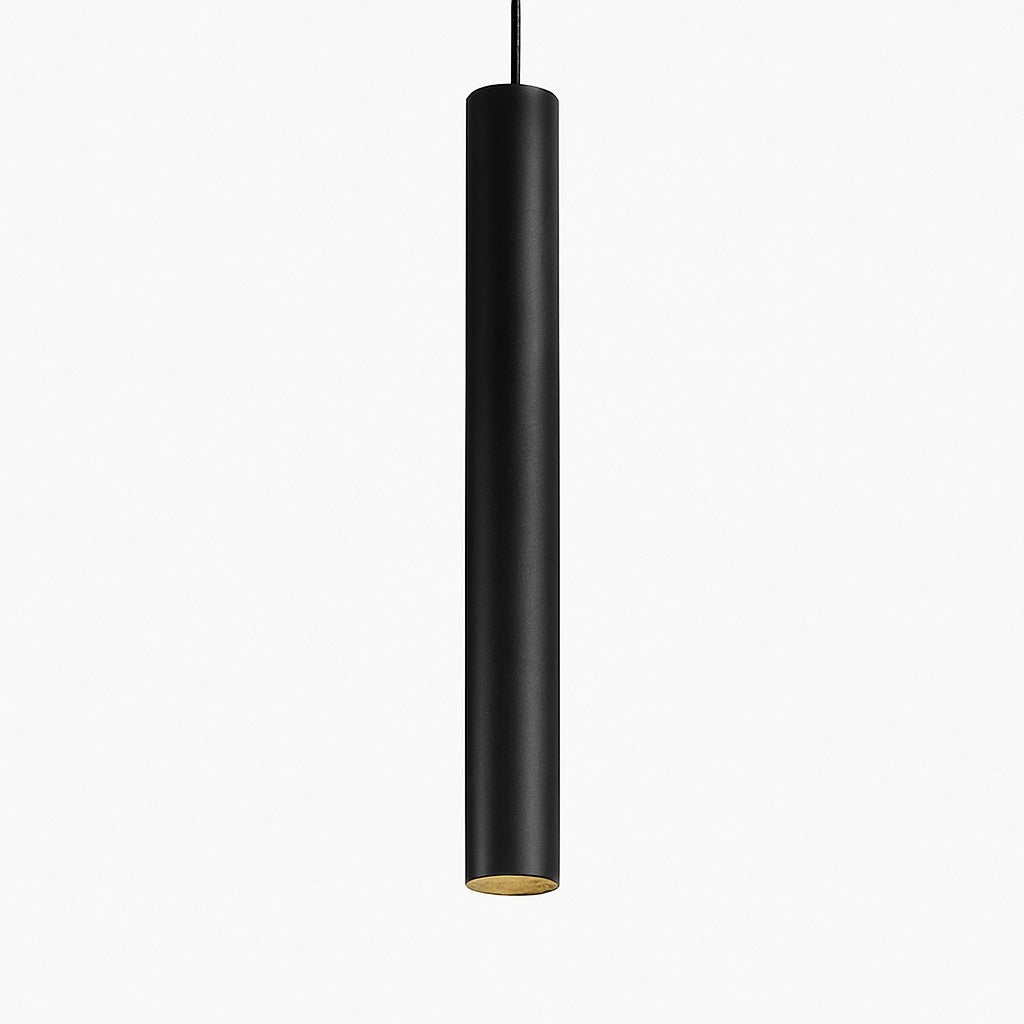 Suspension tube LED cylindrique en noir