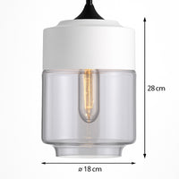 Suspension verre et métal en blanc · verre transparent · modèle b